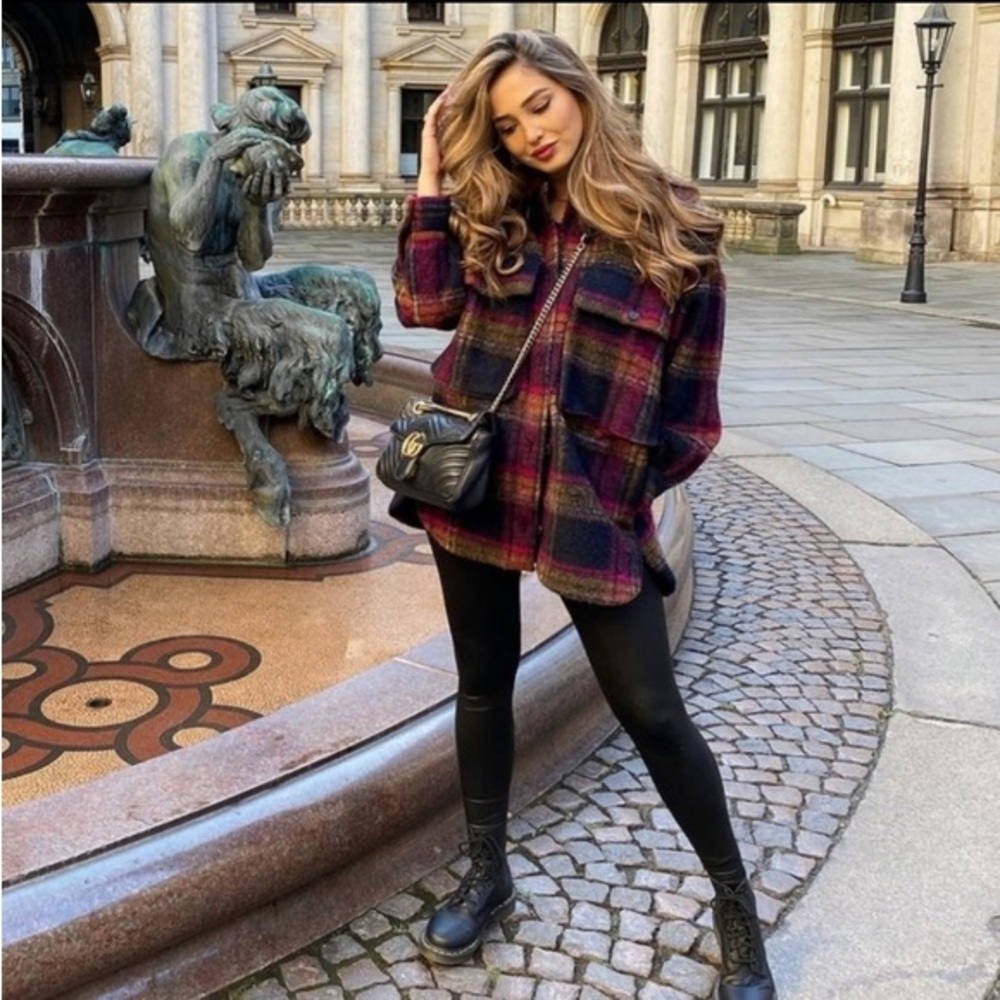 Zara wool blend plaid overshirt